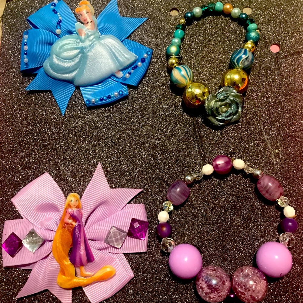 Handmade bow matching bracelet